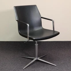 Wagner Living Einzelstühle|Konferenzstuhl W-Cube 3 Leder Schwarz Gestell Chrom