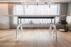 COR Schreibtische & Sekretäre|Konferenztisch Level HPL Beschichtet Weiß Fuß Lack Schneeweiß Elektrisch Verstellbar