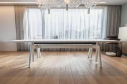 COR Schreibtische & Sekretäre|Konferenztisch Level HPL Beschichtet Weiß Fuß Lack Schneeweiß Elektrisch Verstellbar