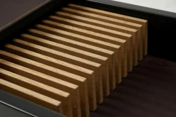 Schönbuch Konsolen|Konsole Hesperide Lack Schieferschwarz Lederauflage Braun Accessoires Eiche Hell Geölt