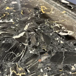 Bielefelder Werkstätten Konsolen|Konsole Hudson Platten Marmor Terrazzo Porto Schwarz Untergestell Bronze Matt