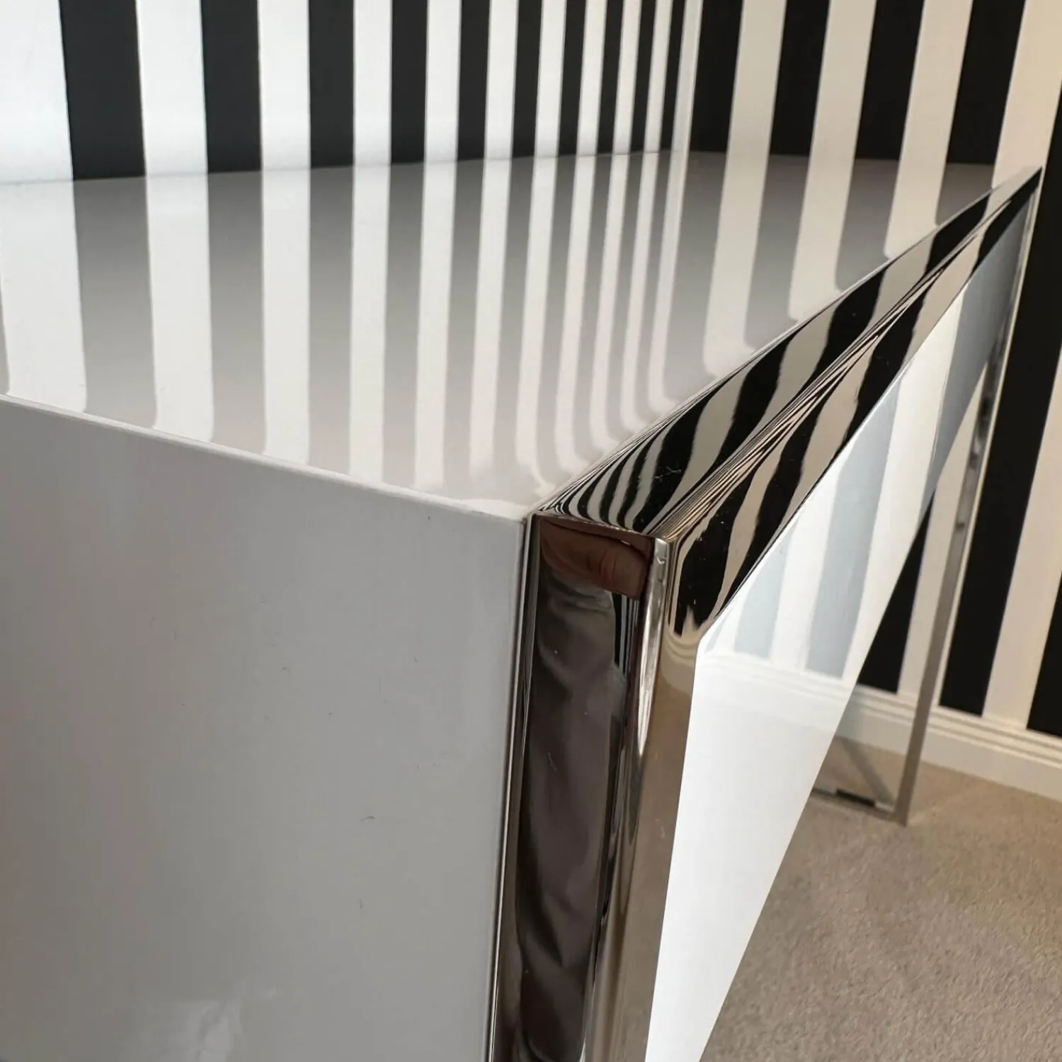 YOMEI Konsolen|Konsole Smart Oberfläche Pantex 63 Weiß Edelstahl Poliert