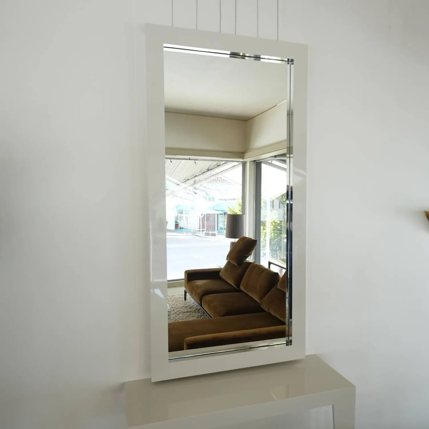 Christine Kröncke Konsolen|Konsole Tatu Lack Hochglanz Creme mit Spiegel