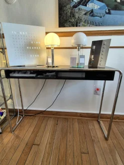 Thonet Konsolen|Konsolentisch B 108 Holzkorpus RAL 9005 Lackiert Schwarz Gestell Stahlrohr Verchromt