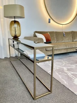 Christine Kröncke Konsolen|Konsolentisch Cameo Platten Esg Smoked Glas Grau Metallgestell Bronze