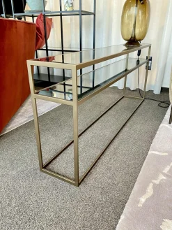 Christine Kröncke Konsolen|Konsolentisch Cameo Platten Esg Smoked Glas Grau Metallgestell Bronze