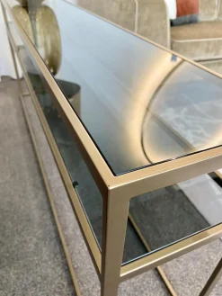 Christine Kröncke Konsolen|Konsolentisch Cameo Platten Esg Smoked Glas Grau Metallgestell Bronze