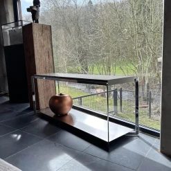 Molteni & C Konsolen|Konsolentisch Portfolio Lack Matt Ton Grau Korpus Chrom