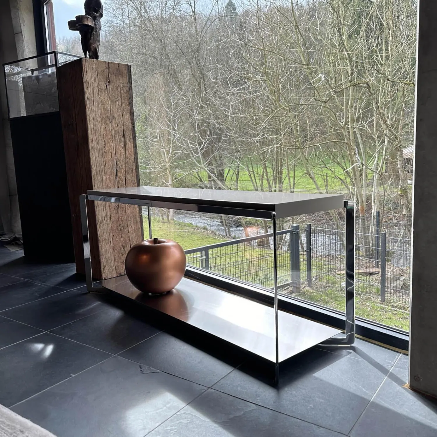 Molteni & C Konsolen|Konsolentisch Portfolio Lack Matt Ton Grau Korpus Chrom