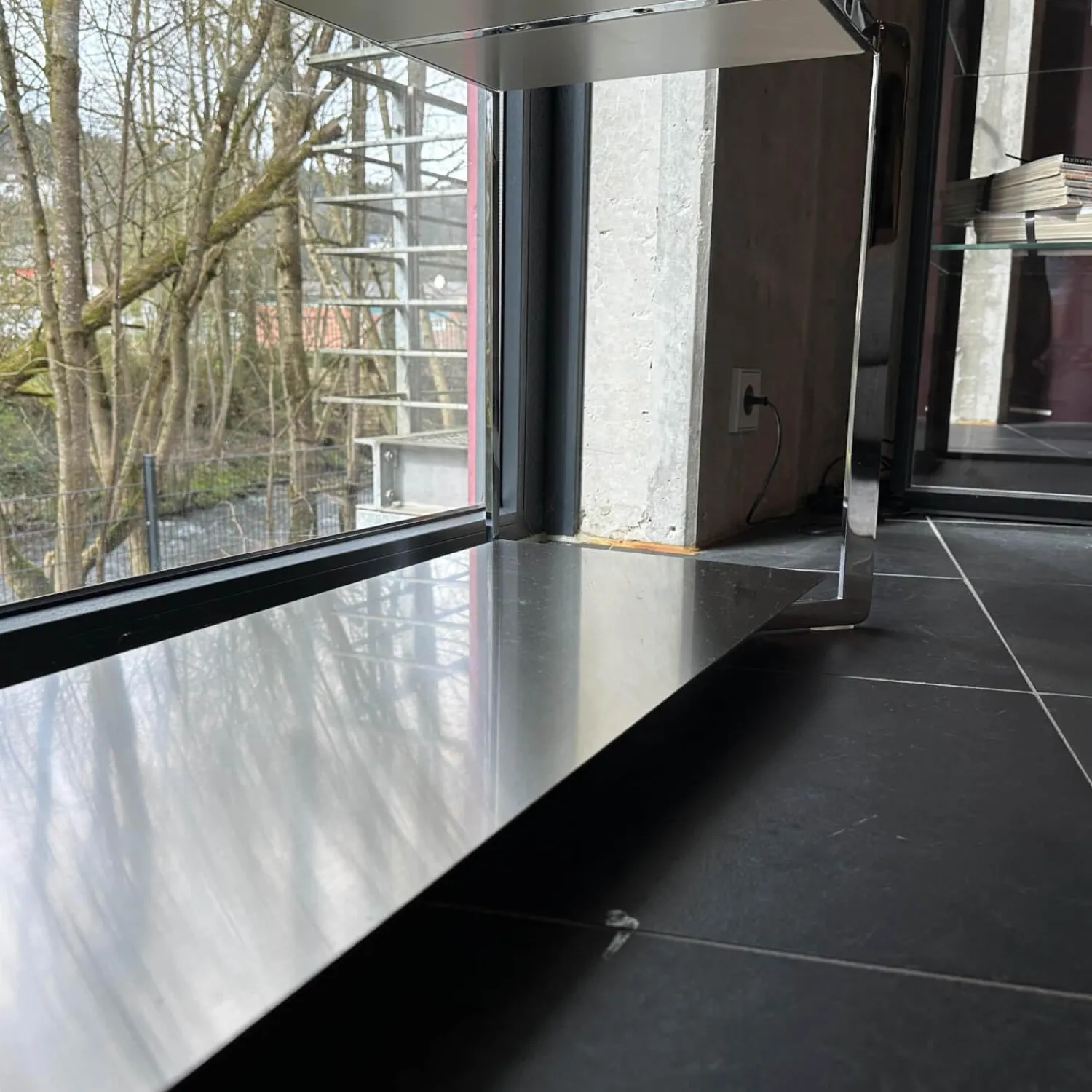 Molteni & C Konsolen|Konsolentisch Portfolio Lack Matt Ton Grau Korpus Chrom