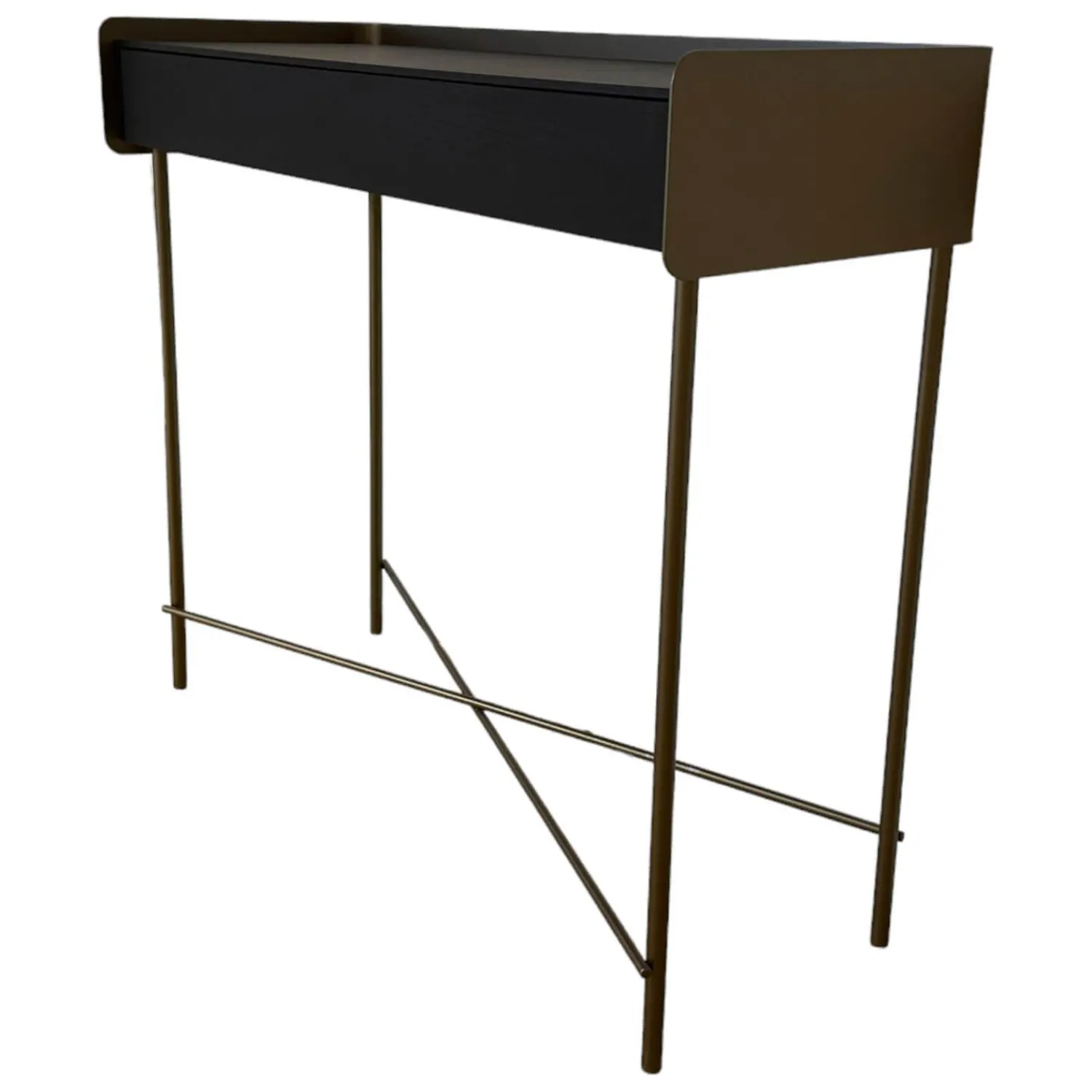 Christine Kröncke Konsolen|Konsoltisch Béla KT 100 Eiche Wengefarbig Furniert Gestell Edelstahl Pulverbeschichtet Bronce Look