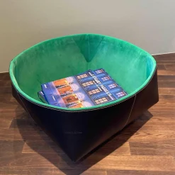 Walter Knoll Couchtische|Korb 192-B1 Isanka Außen Leder Saddle Black Innen Stoff Grass Green