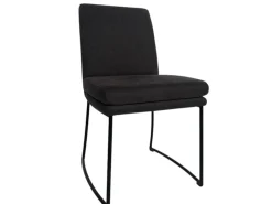 K+W Einzelstühle|Kufenstuhl Stoff Anthrazit Gestell Kufen Edles Schwarz Matt
