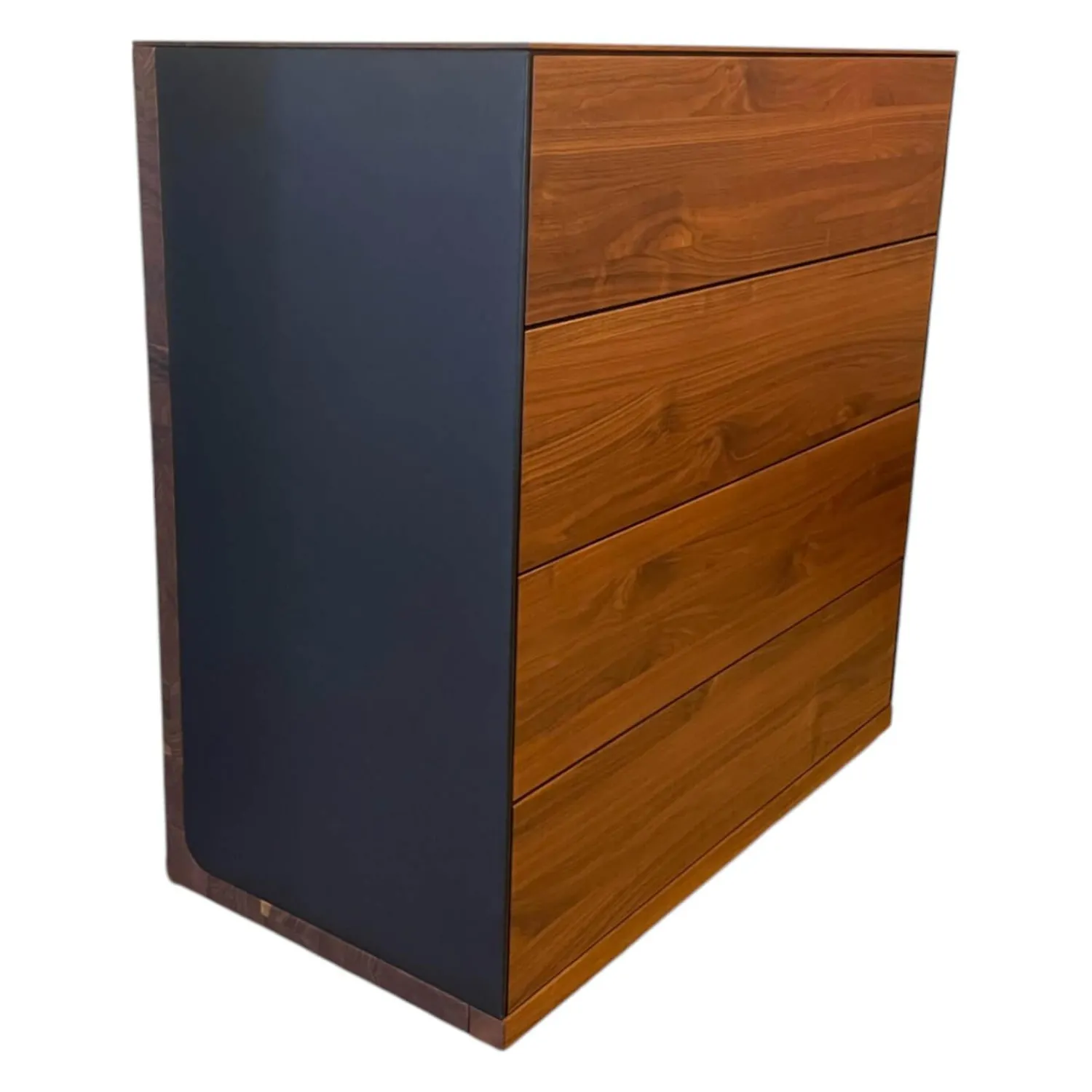 Team 7 Kommoden & Sideboards|Ladenkommode Riletto Naturöl Nussbaum Lederseiten L1 Schwarz