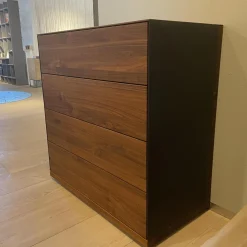 Team 7 Kommoden & Sideboards|Ladenkommode Riletto Naturöl Nussbaum Lederseiten L1 Schwarz