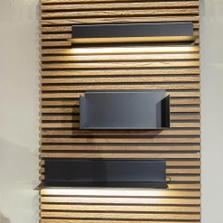 Schöner Wohnen-Kollektion Regale|Lamellenpaneel Yonna Kerneiche Natur Gebürstet Mit 4 Regalböden Metall Anthrazit Und Beleuchtung