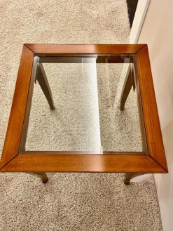 Selva Couchtische|Lampentisch 3183 MM Platte Glas Gestell Französischer Kirschbaum Handgewachst Und Handpoliert