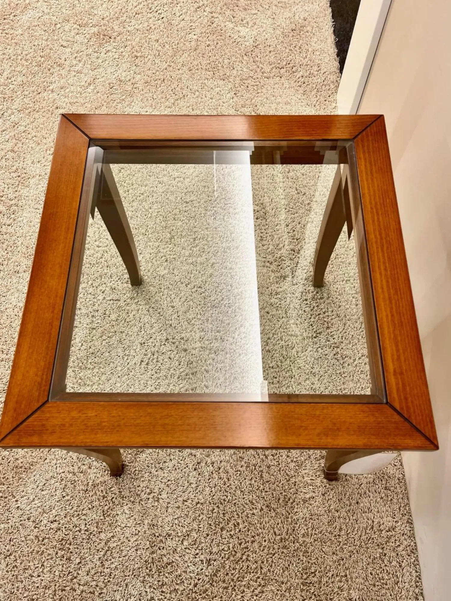 Selva Couchtische|Lampentisch 3183 MM Platte Glas Gestell Französischer Kirschbaum Handgewachst Und Handpoliert