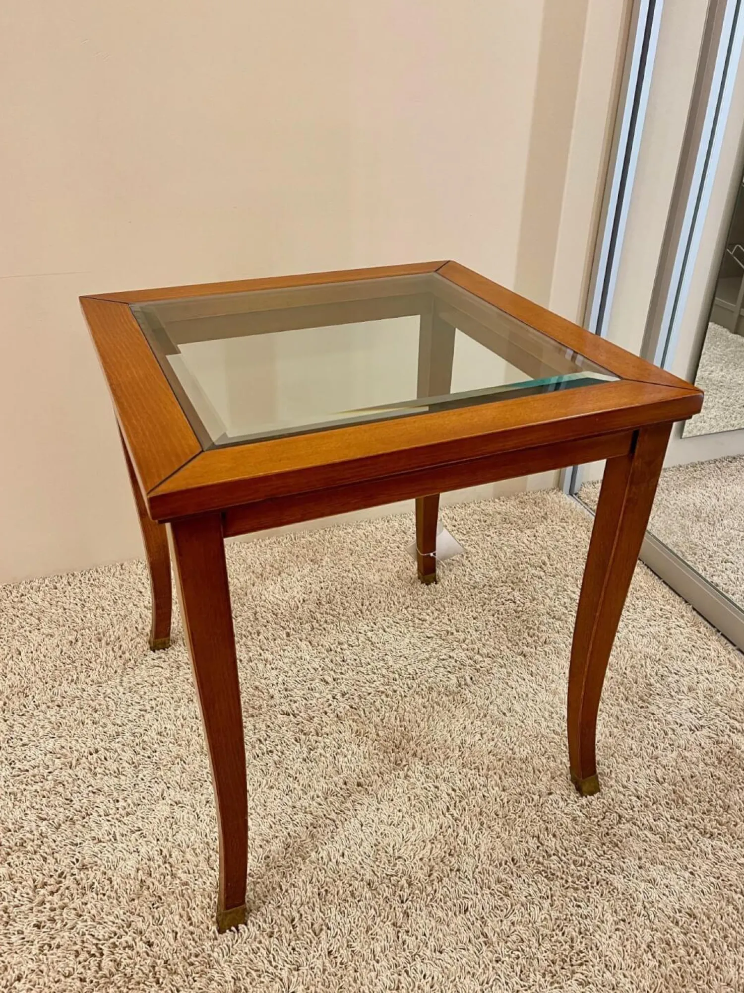 Selva Couchtische|Lampentisch 3183 MM Platte Glas Gestell Französischer Kirschbaum Handgewachst Und Handpoliert