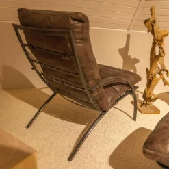 Lee & Lewis Relaxsessel|Ledersessel SP120 Leder Frame Gestell Metall Mit Hocker