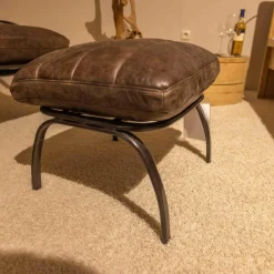 Lee & Lewis Relaxsessel|Ledersessel SP120 Leder Frame Gestell Metall Mit Hocker