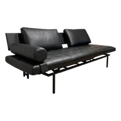 IP Design 2-Sitzer-Sofas|Liege Campus de Luxe Leder Galaxy Schwarz Gestell Metall Schwarz Matt Inklusive Nackenrolle