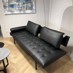 IP Design 2-Sitzer-Sofas|Liege Campus de Luxe Leder Galaxy Schwarz Gestell Metall Schwarz Matt Inklusive Nackenrolle