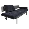 IP Design Daybeds & Recamieren|Liege Campus De Luxe Stoff City Velvet Schwarz Rücken Und Applikationen Leder Galaxy Schwarz Mit Rückenkissen