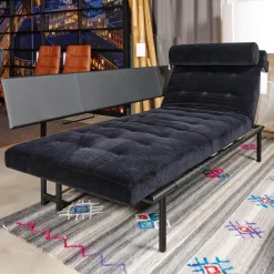 IP Design Daybeds & Recamieren|Liege Campus De Luxe Stoff City Velvet Schwarz Rücken Und Applikationen Leder Galaxy Schwarz Mit Rückenkissen
