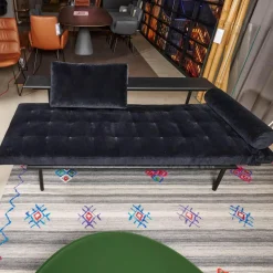 IP Design Daybeds & Recamieren|Liege Campus De Luxe Stoff City Velvet Schwarz Rücken Und Applikationen Leder Galaxy Schwarz Mit Rückenkissen