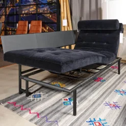 IP Design Daybeds & Recamieren|Liege Campus De Luxe Stoff City Velvet Schwarz Rücken Und Applikationen Leder Galaxy Schwarz Mit Rückenkissen
