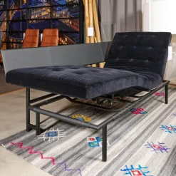IP Design Daybeds & Recamieren|Liege Campus De Luxe Stoff City Velvet Schwarz Rücken Und Applikationen Leder Galaxy Schwarz Mit Rückenkissen