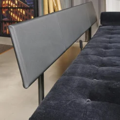 IP Design Daybeds & Recamieren|Liege Campus De Luxe Stoff City Velvet Schwarz Rücken Und Applikationen Leder Galaxy Schwarz Mit Rückenkissen