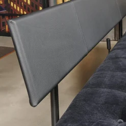 IP Design Daybeds & Recamieren|Liege Campus De Luxe Stoff City Velvet Schwarz Rücken Und Applikationen Leder Galaxy Schwarz Mit Rückenkissen
