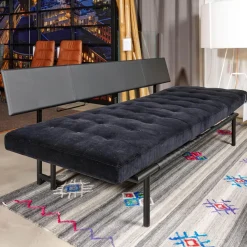 IP Design Daybeds & Recamieren|Liege Campus De Luxe Stoff City Velvet Schwarz Rücken Und Applikationen Leder Galaxy Schwarz Mit Rückenkissen