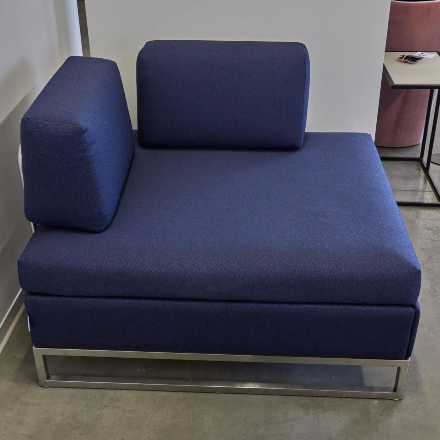 Swiss Plus Hocker & Sitzsäcke|Liege Chaislounge Hocker Bed For Living Stoff Messenger Blau Füße Edelstahl Mit Schlaffunktion
