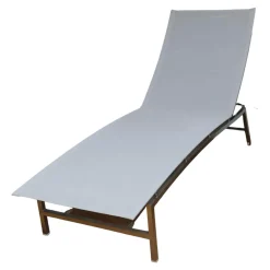 Rausch Gartenliegen|Liege Ocean Club Bezug Gewebe Batyline Weiß Gestell Edelstahl Poliert Verstellbar