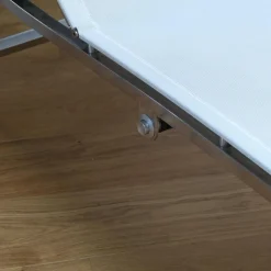 Rausch Gartenliegen|Liege Ocean Club Bezug Gewebe Batyline Weiß Gestell Edelstahl Poliert Verstellbar