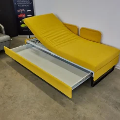 Swiss Plus Schlafsofas|Liege Singolo Stoff Faro Gelb Fuß Schwarz Mit Bettkasten