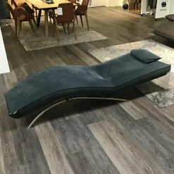 Koinor Relaxsessel|Liegesessel Jonas P4 Leder D Denver Whale Blau Gestell Edelstahl Mit Akku