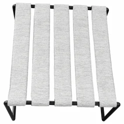 Royal Botania Gartenliegen|Liegestuhl Strappy Textile Natural Silver Dot Silber Gestell Edelstahl Anthrazit Beschichtet Inklusive Hocker