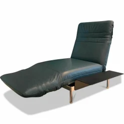 Rolf Benz Daybeds & Recamieren|Longchair Plura Leder 40.016 Blaugrün Fuß Glanzchrom mit Zubehör