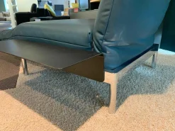 Rolf Benz Daybeds & Recamieren|Longchair Plura Leder 40.016 Blaugrün Fuß Glanzchrom mit Zubehör