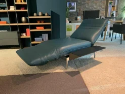 Rolf Benz Daybeds & Recamieren|Longchair Plura Leder 40.016 Blaugrün Fuß Glanzchrom mit Zubehör