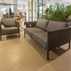 Cane Line Loungesessel|Lounge Sessel Encore Soft Rope Dark Grey Kissen Farbe Lava Grey