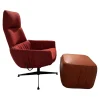 KFF Loungesessel|Lounge Sessel Faye Casual Stoff Rohi Credo Lampion Rot 4 Fuß Sterngestell Drehbar Struktur Schwarz mit Hocker
