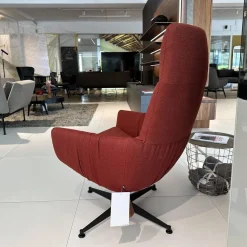 KFF Loungesessel|Lounge Sessel Faye Casual Stoff Rohi Credo Lampion Rot 4 Fuß Sterngestell Drehbar Struktur Schwarz mit Hocker