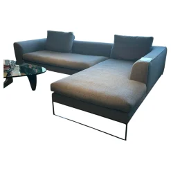 COR Ecksofas|Lounge Sofa Mell Stoff 9131 Anthrazit Gestell M20 Schwarz Lackiert Inklusive Kissen Und Rolle