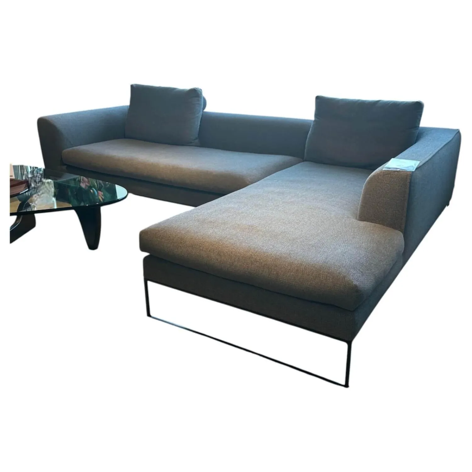 COR Ecksofas|Lounge Sofa Mell Stoff 9131 Anthrazit Gestell M20 Schwarz Lackiert Inklusive Kissen Und Rolle