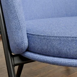 Tecta Loungesessel|Loungesessel DS70 Stoff Dama 75 Mittelblau Blau Gestell Schwarz Pulverbeschichtet Mit Kissen Und Hocker